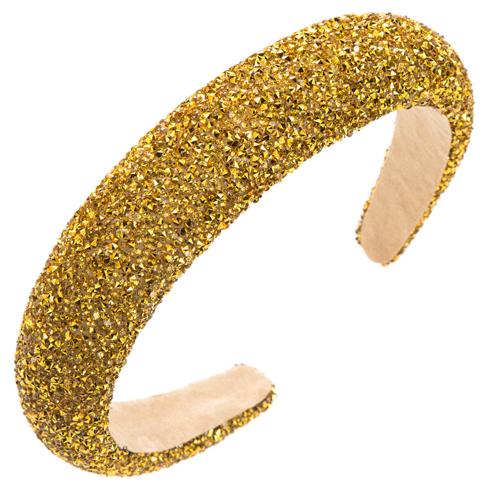 Wholesale New fashion hair pressure non-slip pure handmade sponge wide edge inlaid small rhinestone increased cranial top hair accessories women's headband